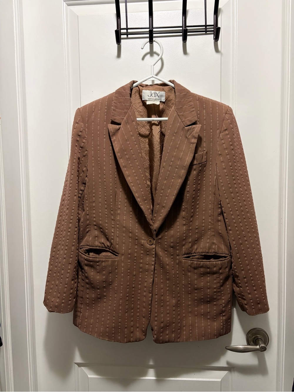 JAX Quilted Chestnut Brown Single-Button Blazer